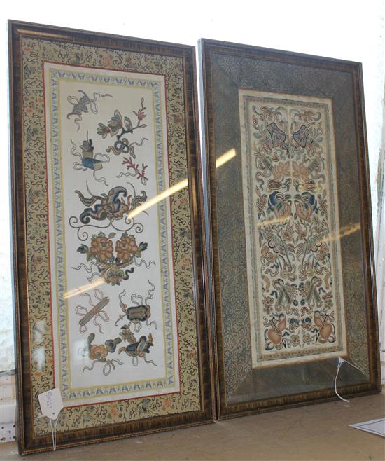 2 Chinese silk work panels(-)